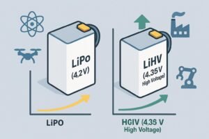 Cover image comparing LiHV and LiPo battery packs with illustrated performance graphs and application icons.