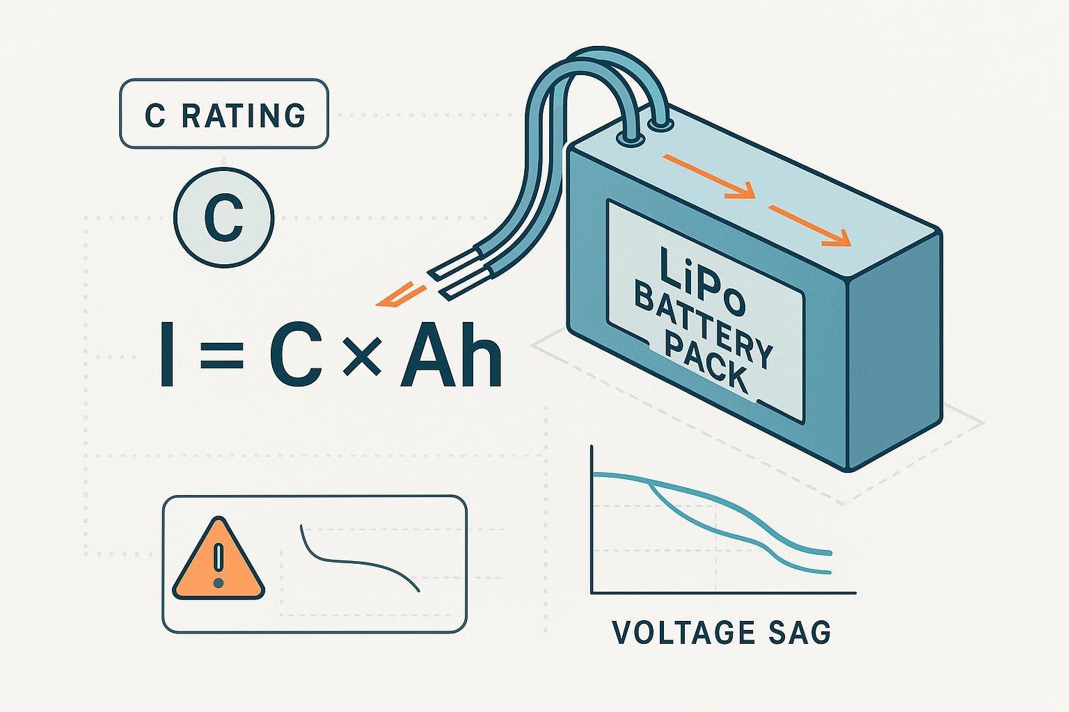 Cover image: LiPo battery C rating explained with formula and current flow arrows