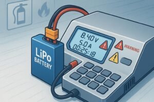 LiPo battery charging safely using smart charger and calculator.