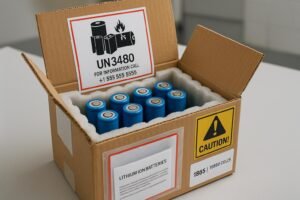 Professionally packaged compliant 18650 lithium-ion batteries with UN-certified box and labels